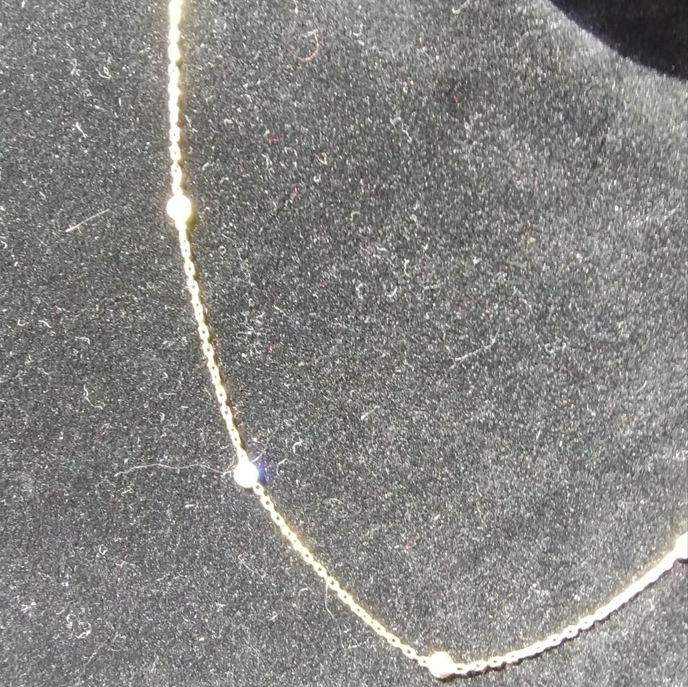 17.5" 925 Italy Gold overlay Necklace with 5 stones - Picture 12 of 13